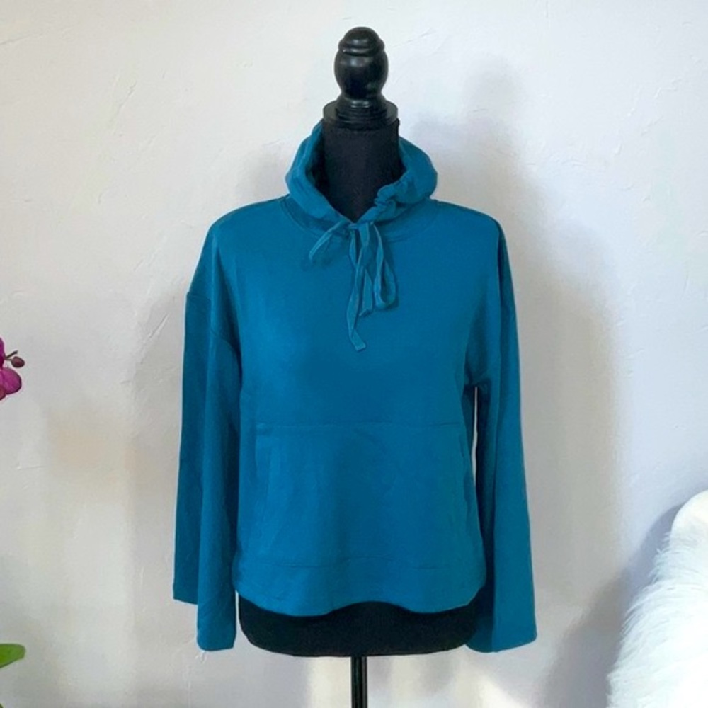 Mina Lisa Blue Brushed Knit Wide Sleeve Hoodie